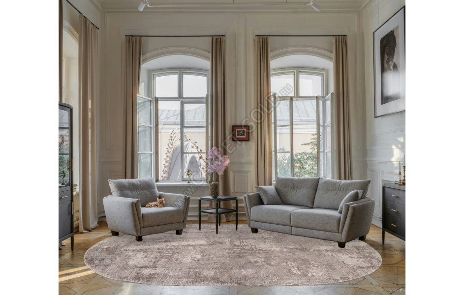 Ковер 38871 - 780 BEIGE / GREY - Овал - коллекция BRAND